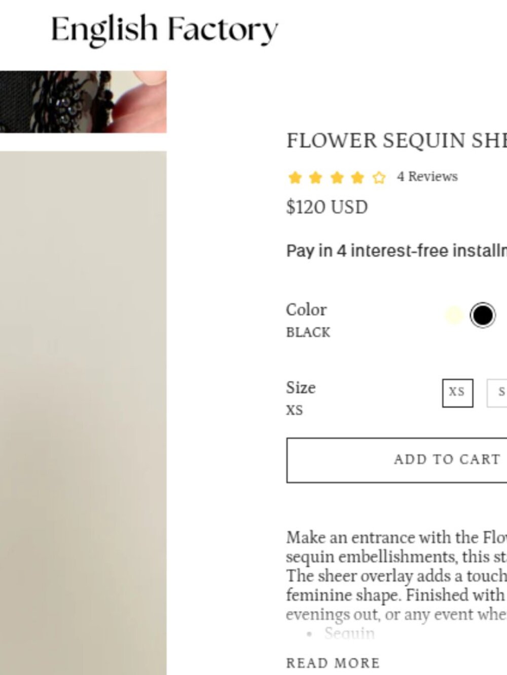 English Factory Holiday Bling Flower Sequin Sheer Black Midi Skirt NEW NWT $120 - Picture 3 of 8
